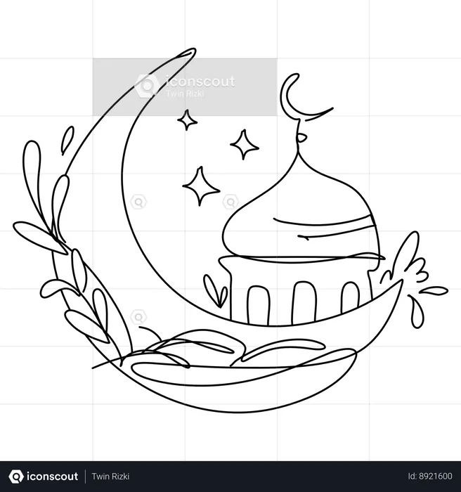 Ramadan Crescent Moon  Illustration