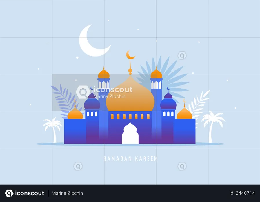 Ramadán Kareem, feliz Ramadán  Ilustración