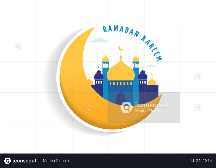 Ramadán Kareem, feliz Ramadán  Ilustración