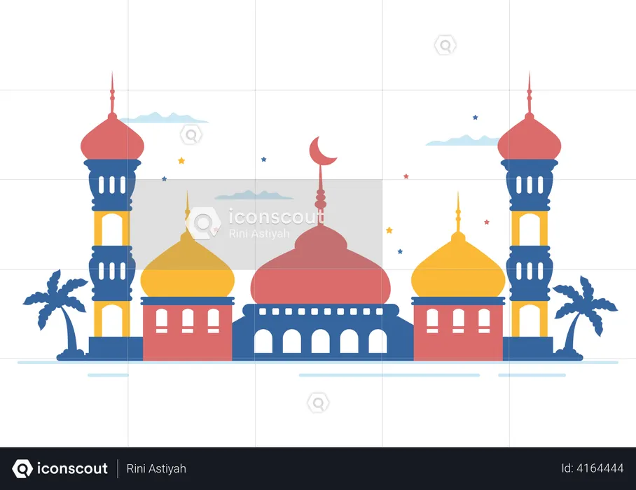 Ramadan Kareem with Masjid  Illustration