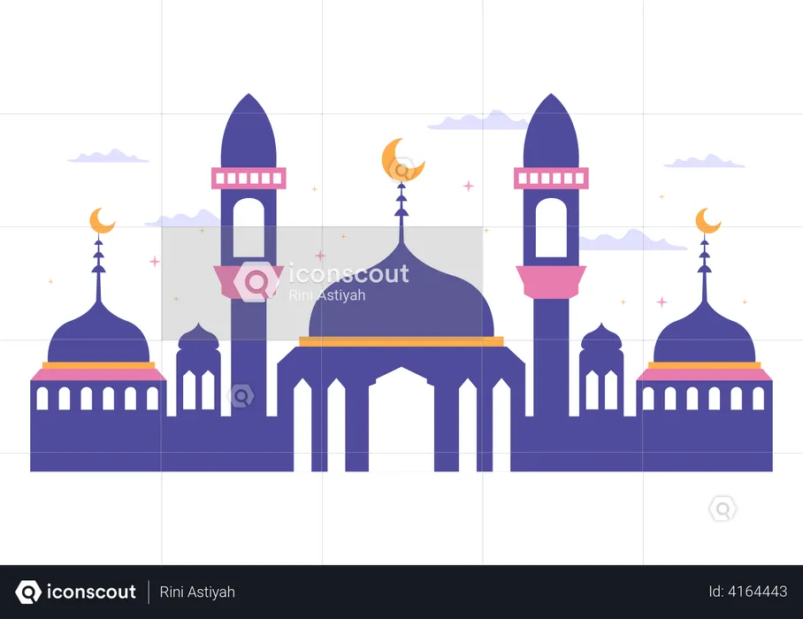 Ramadan Kareem with Mosque  Illustration