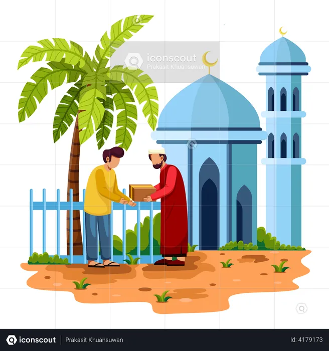 Ramadan Kareem zakat giving charity  Illustration