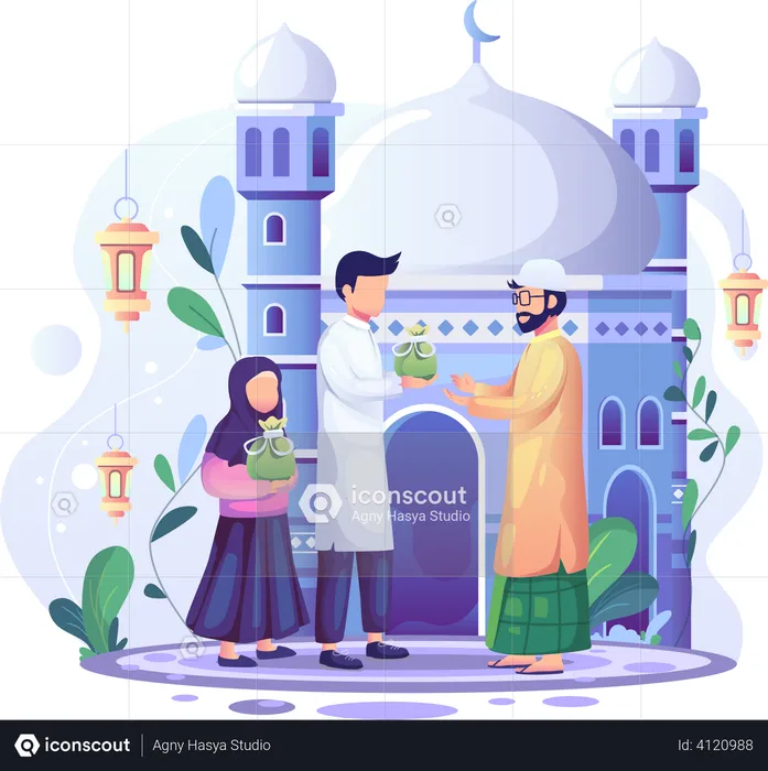 Ramadan Kareem zakat giving charity  Illustration