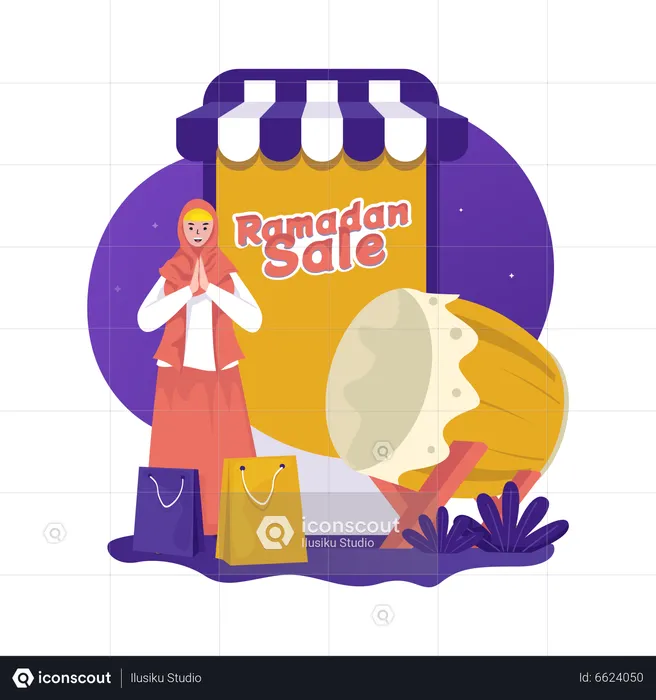 Ramadan sale on mobile shopping app  Illustration