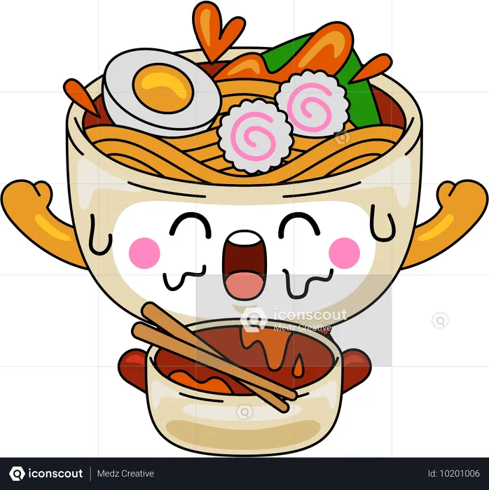 幸せそうなラーメンマスコット  イラスト