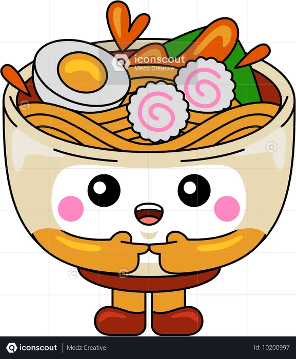 La mascotte du ramen est timide  Illustration