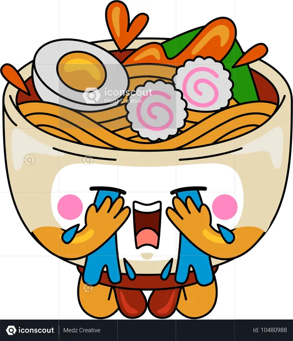 Ramen-Maskottchen-Charakter weint  Illustration