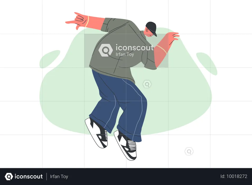 Rappeur faisant la pose de danse sur la pointe des pieds  Illustration