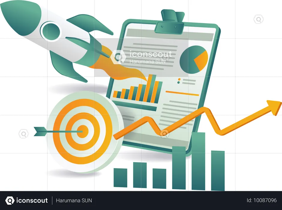 Rapport de croissance de startup avec objectif commercial  Illustration