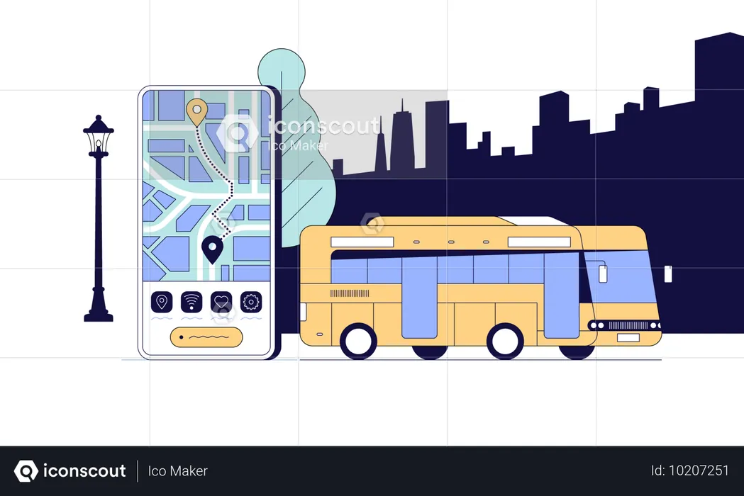 Rastreamento de tráfego da cidade e sistema de transporte online  Ilustração