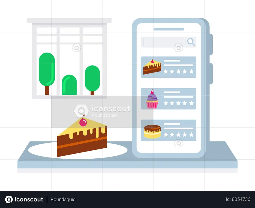 Rating online ordered food  Illustration