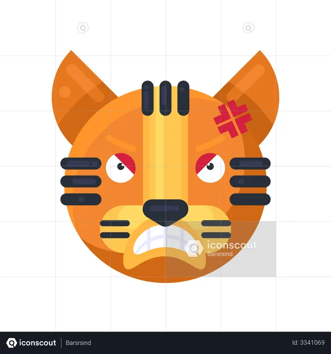 Reação de raiva do tigre Emoji Ilustração