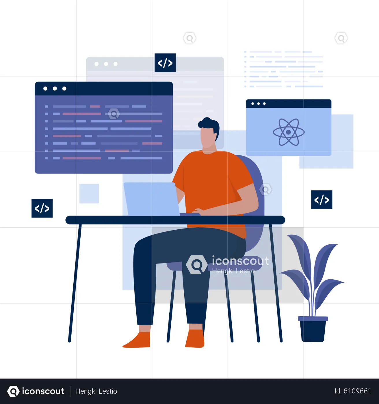 React Native Programmer Illustration - Free Download Design ...