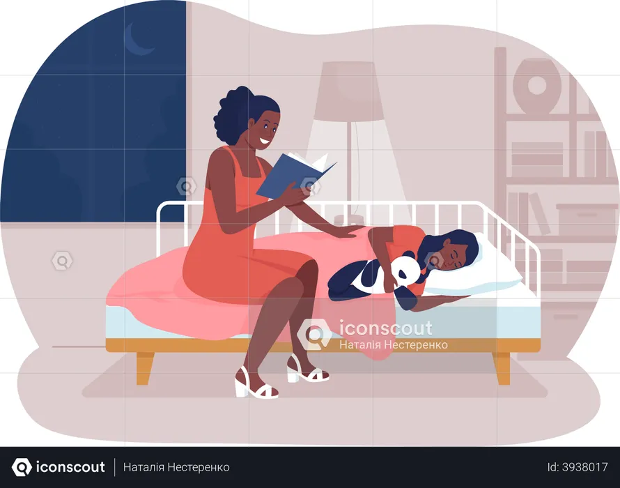 Read story before bed  Illustration
