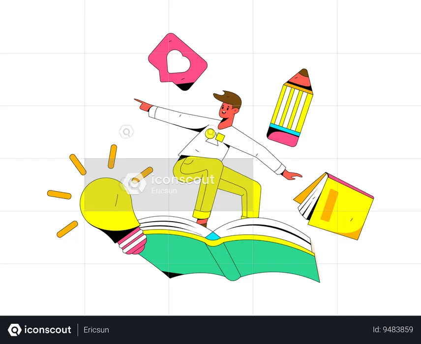 Reading and learning flat vector character scene illustration9  Illustration