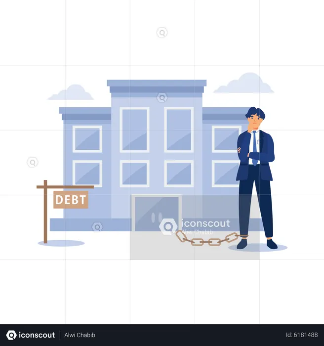 Real estate agent holding the document for the for sale house  Illustration