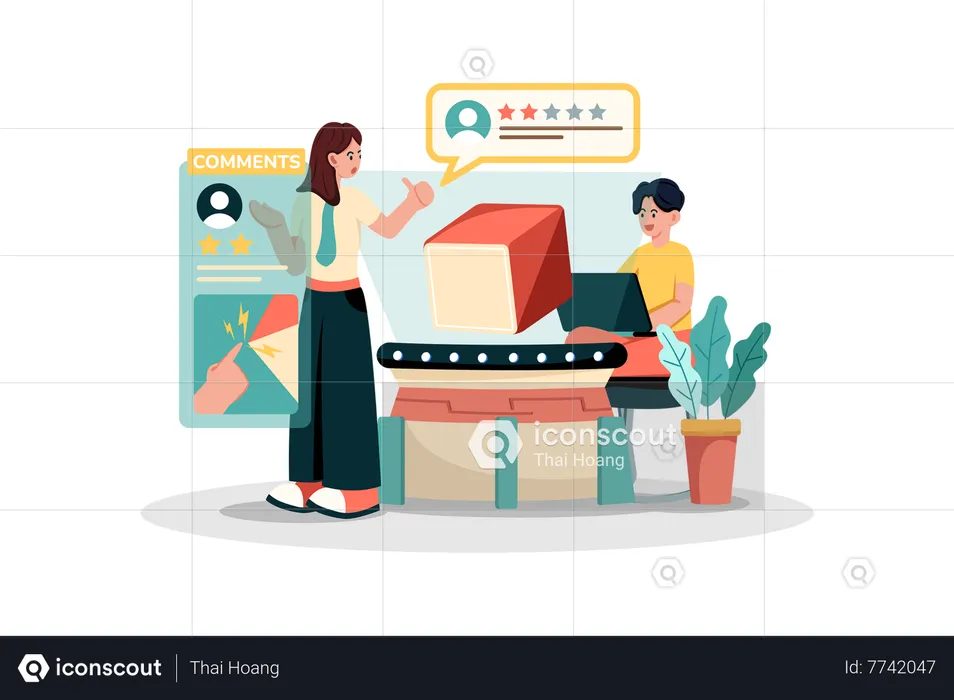 Real estate agent using customer feedback to improve their real estate services  Illustration