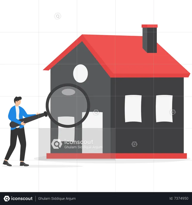 Real Estate Appraiser Assessed Property Values With Magnifying Glass