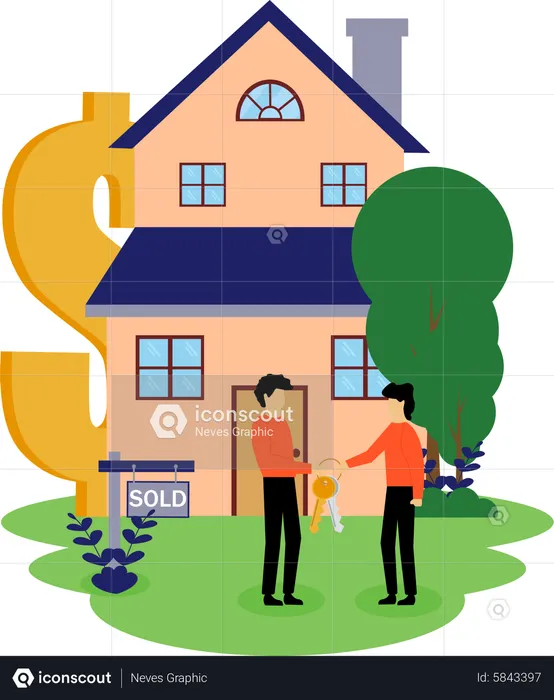 Real estate giving key to man  Illustration