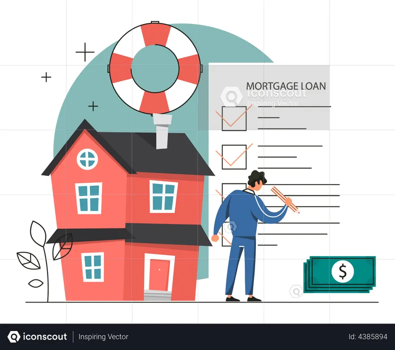 Real estate mortgage loan document signature  Illustration