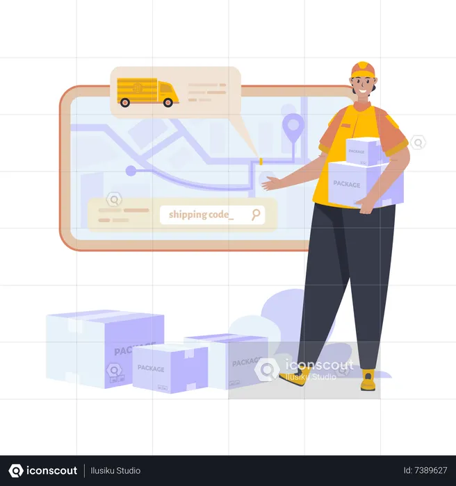 Realtime tracking shipments  Illustration