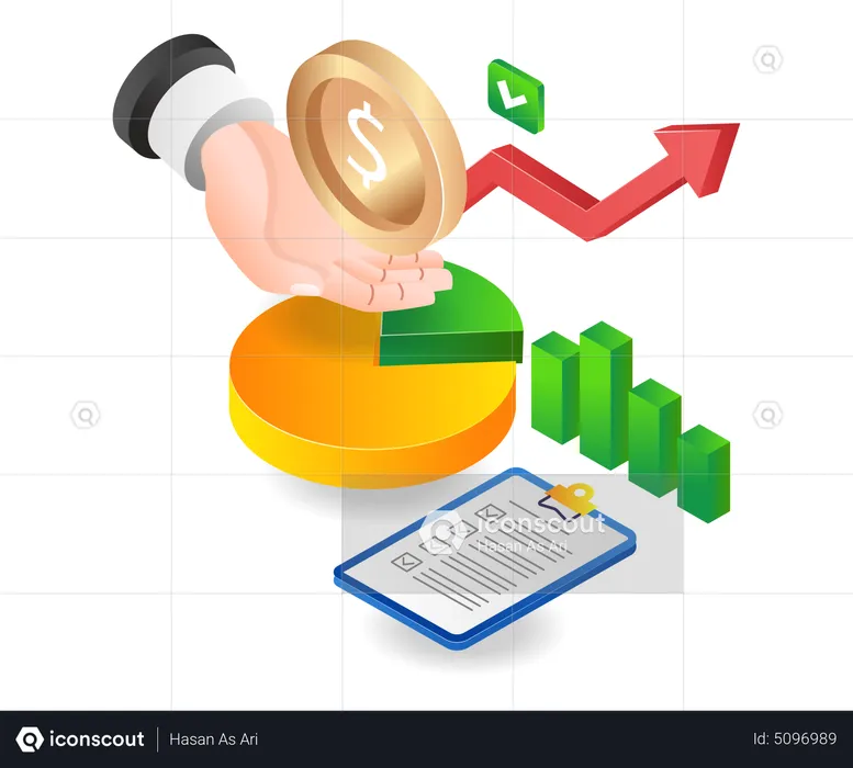 Receive money from investment business profit  Illustration