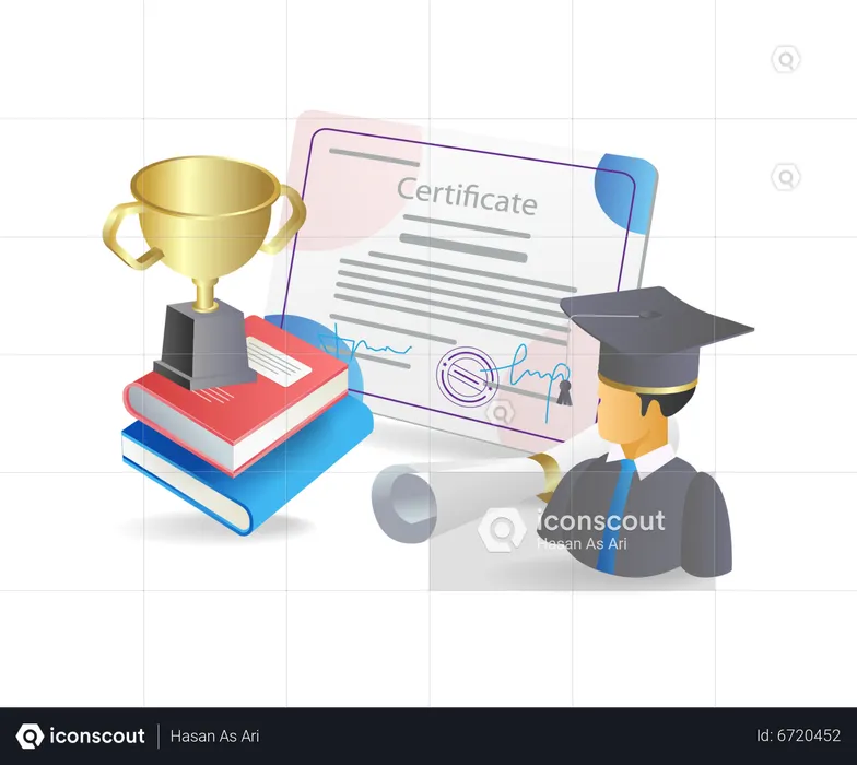 Receiving Graduation Certificate  Illustration