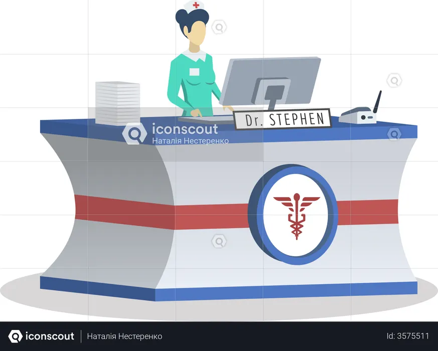 Réceptionniste au centre médical  Illustration