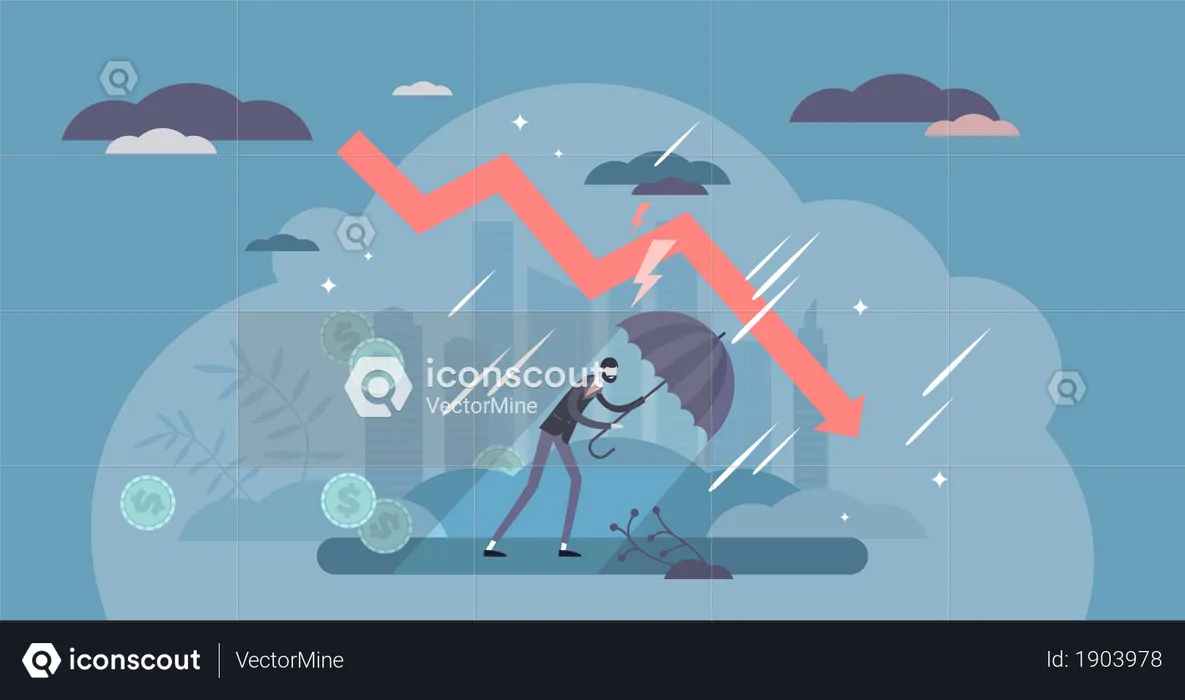 Recession financial storm concept  Illustration