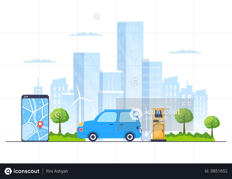 Recharger une voiture électrique  Illustration