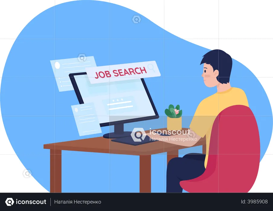 Recherche d'emploi en ligne  Illustration