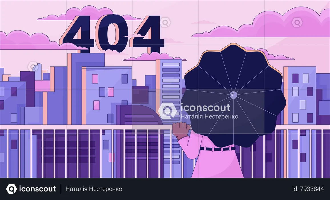 En regardant la ville depuis la terrasse, erreur 404  Illustration