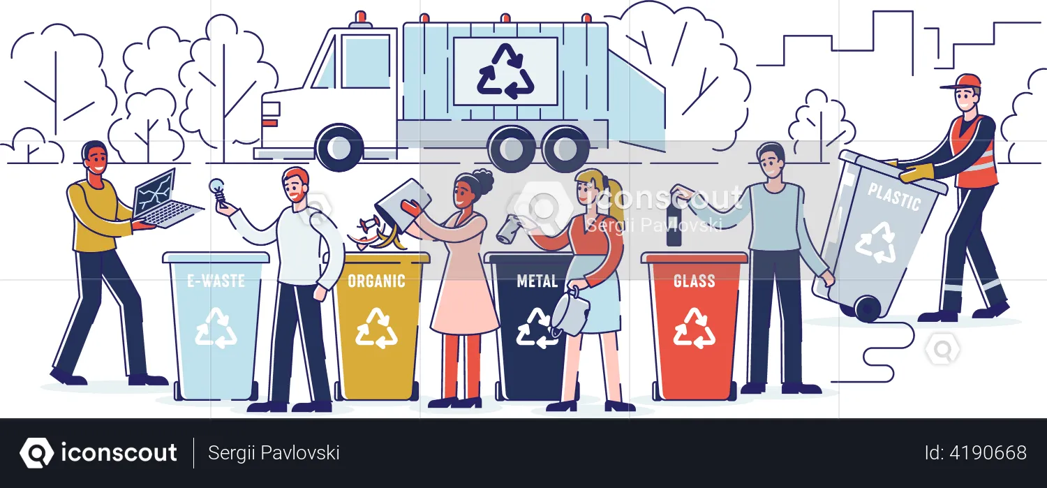 Reciclagem e desperdício zero  Ilustração