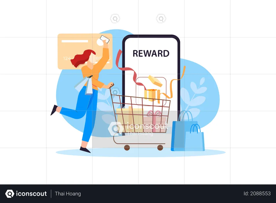 Recompensas de compras móveis  Ilustração