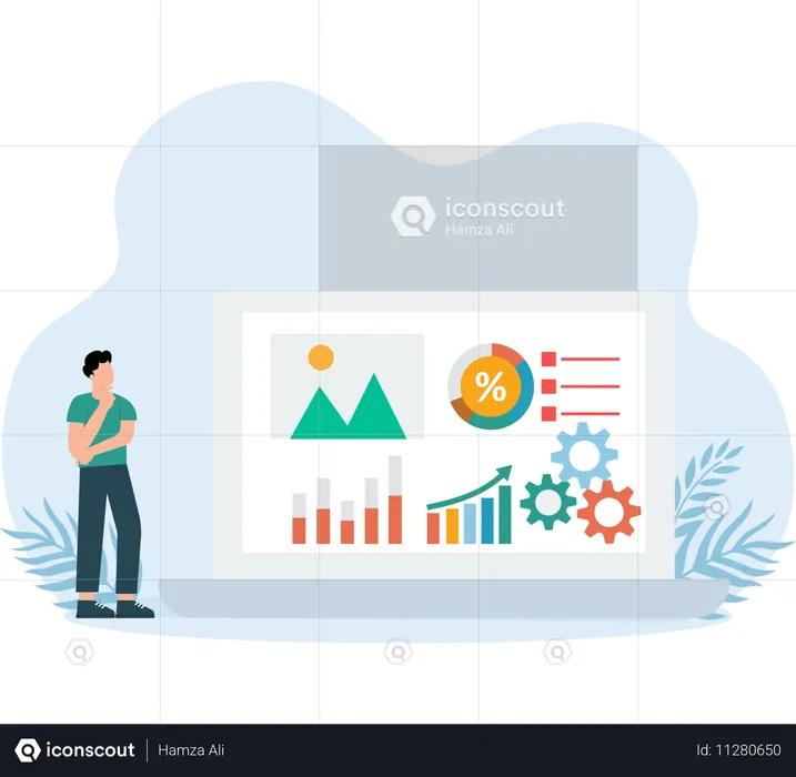 Recopilación de datos de datos gráficos vistos por el empleado  Ilustración