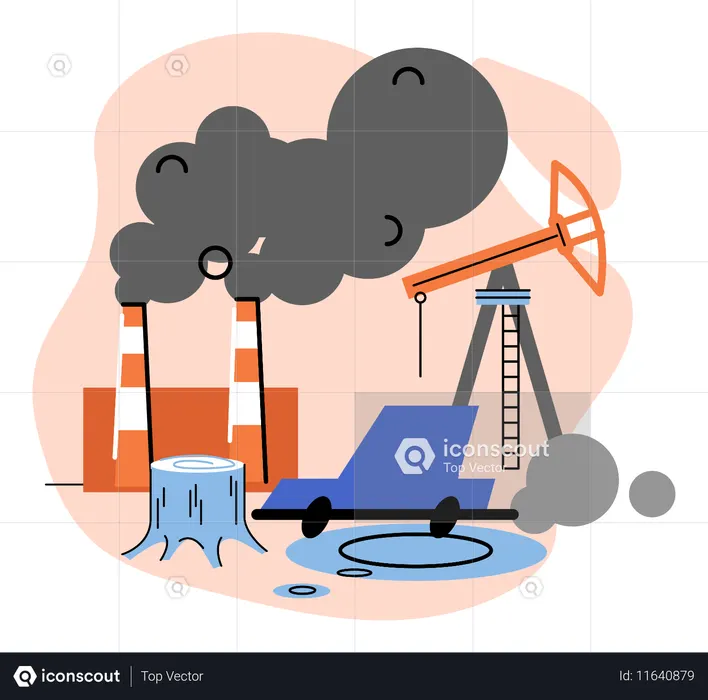 대기 중 이산화탄소 CO2의 기록적인 고수준  일러스트레이션