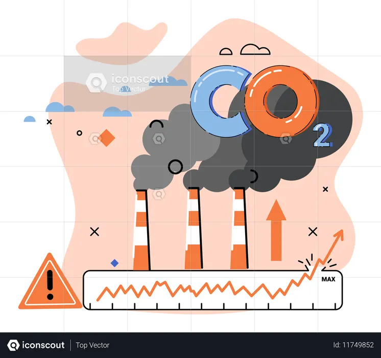 Record high levels of carbon dioxide CO2 in atmosphere  Illustration
