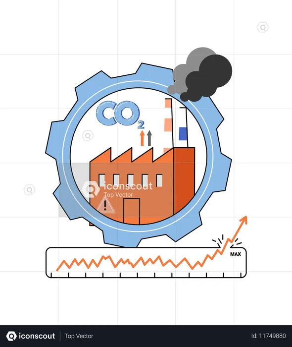 Record high levels of carbon dioxide CO2 in atmosphere  Illustration