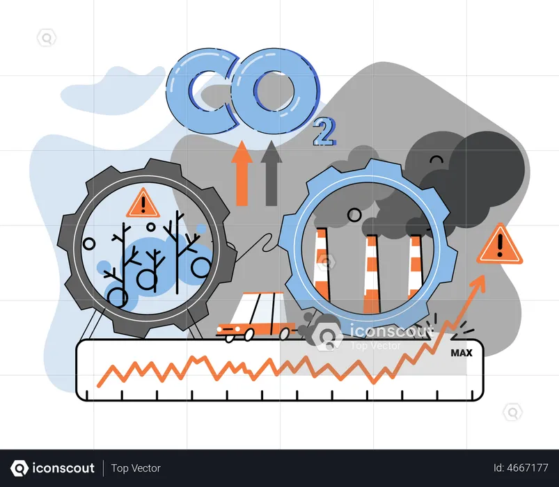 Record high levels of CO2 in atmosphere  Illustration