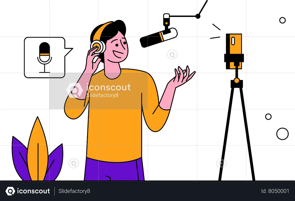 Record podcast video on smartphone  Illustration