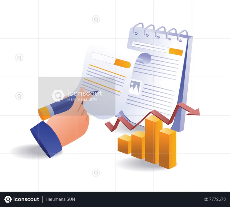 Recording new information for business development  Illustration