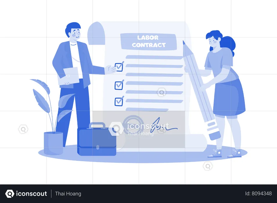 Recruiters sign employment contracts with selected candidates  Illustration