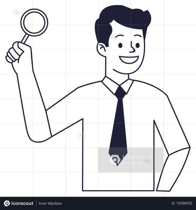 Recruteur d'entreprise tenant une loupe  Illustration