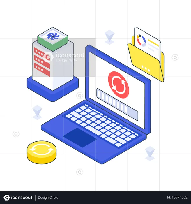 Recuperación de datos en una computadora portátil  Ilustración