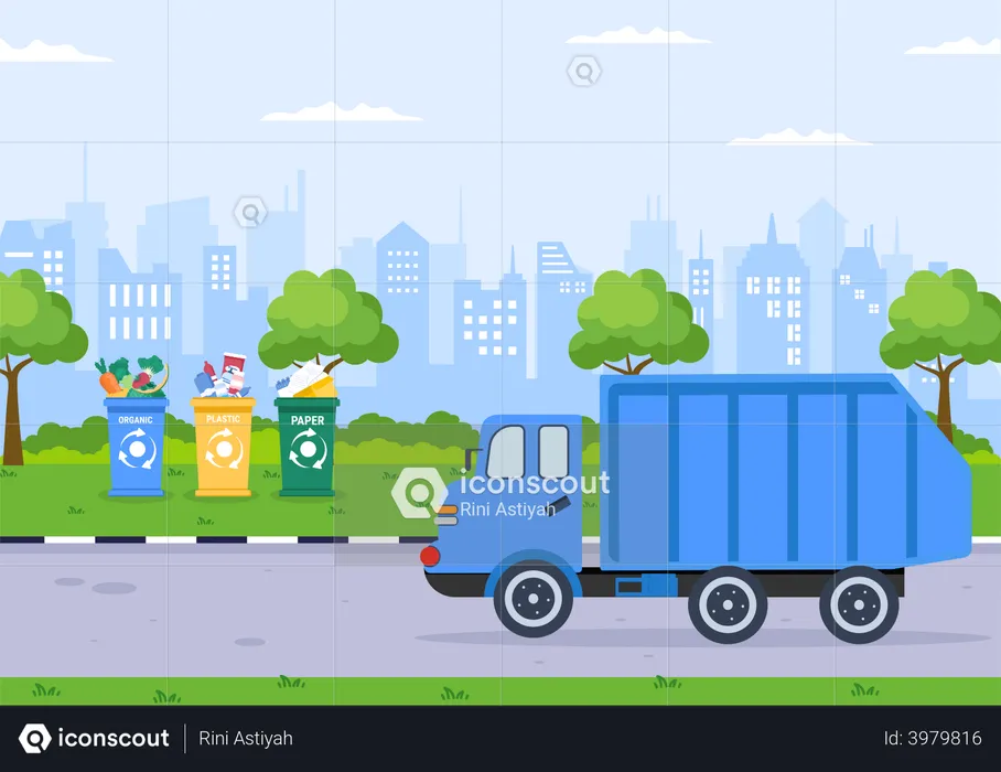 Recycling truck  Illustration