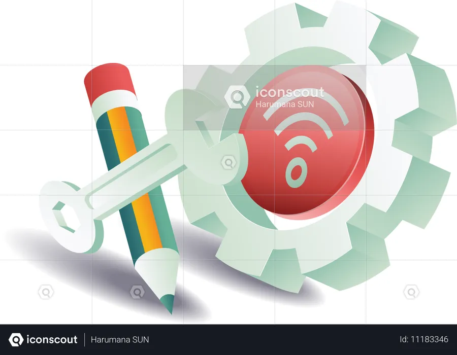 Símbolo de reparación de red de señales de ingeniería  Ilustración