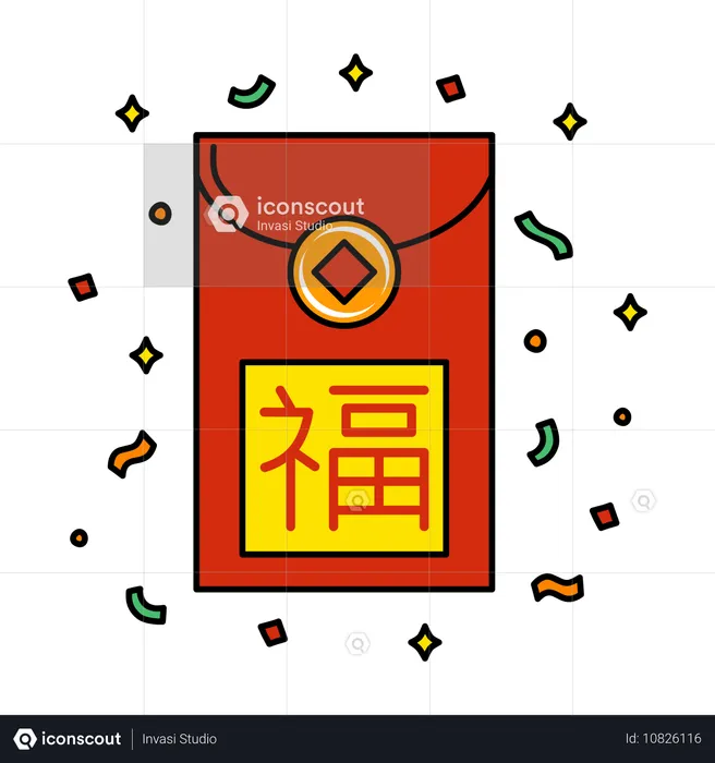 Red Envelope with Fu Symbol  Illustration