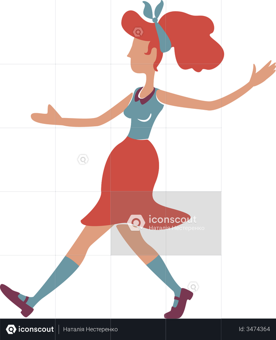 Red haired girl dancing Illustration