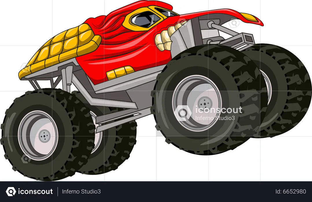Red monster truck car  Illustration