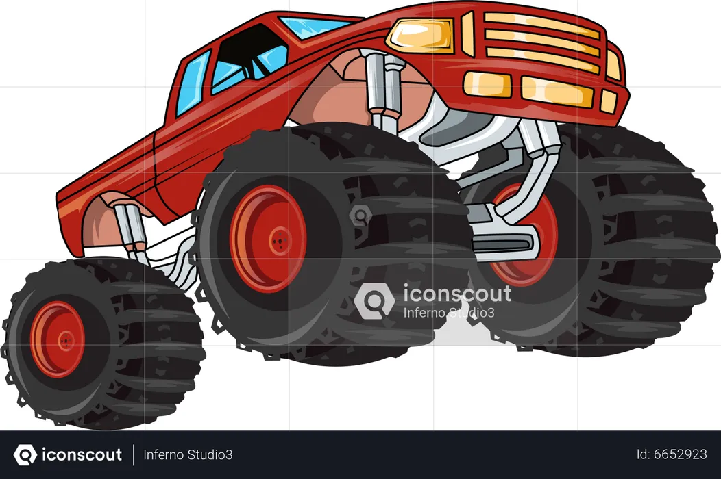 Red monster truck off-road  Illustration